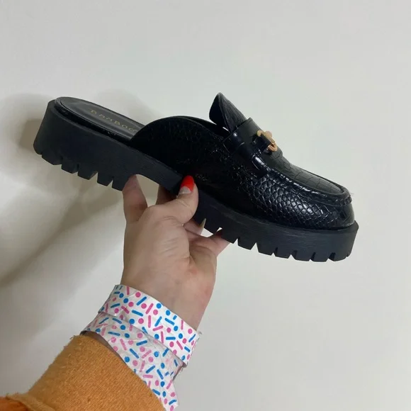 Bamboo black croc loafers - Picture 3 of 6